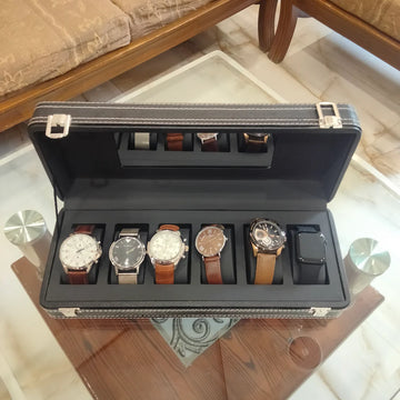 Premium Quality PU leather watch display box or watch organizer 6 Slots