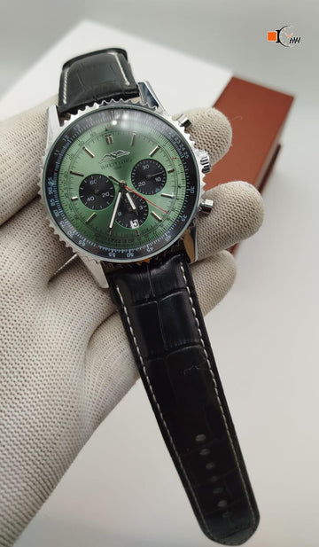 BREATHLING mens leather strap watch