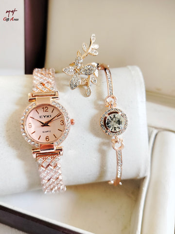 Eyki Ladies Jewellery Watch j Bracelet + Ring π+ High Quality Gift set