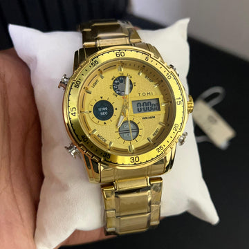TOMI Dual Time Steel Chain Watch