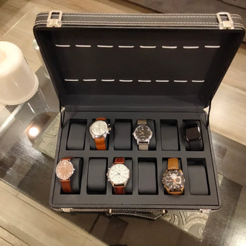 Premium Quality PU leather watch display box or watch organizer 12 Slots