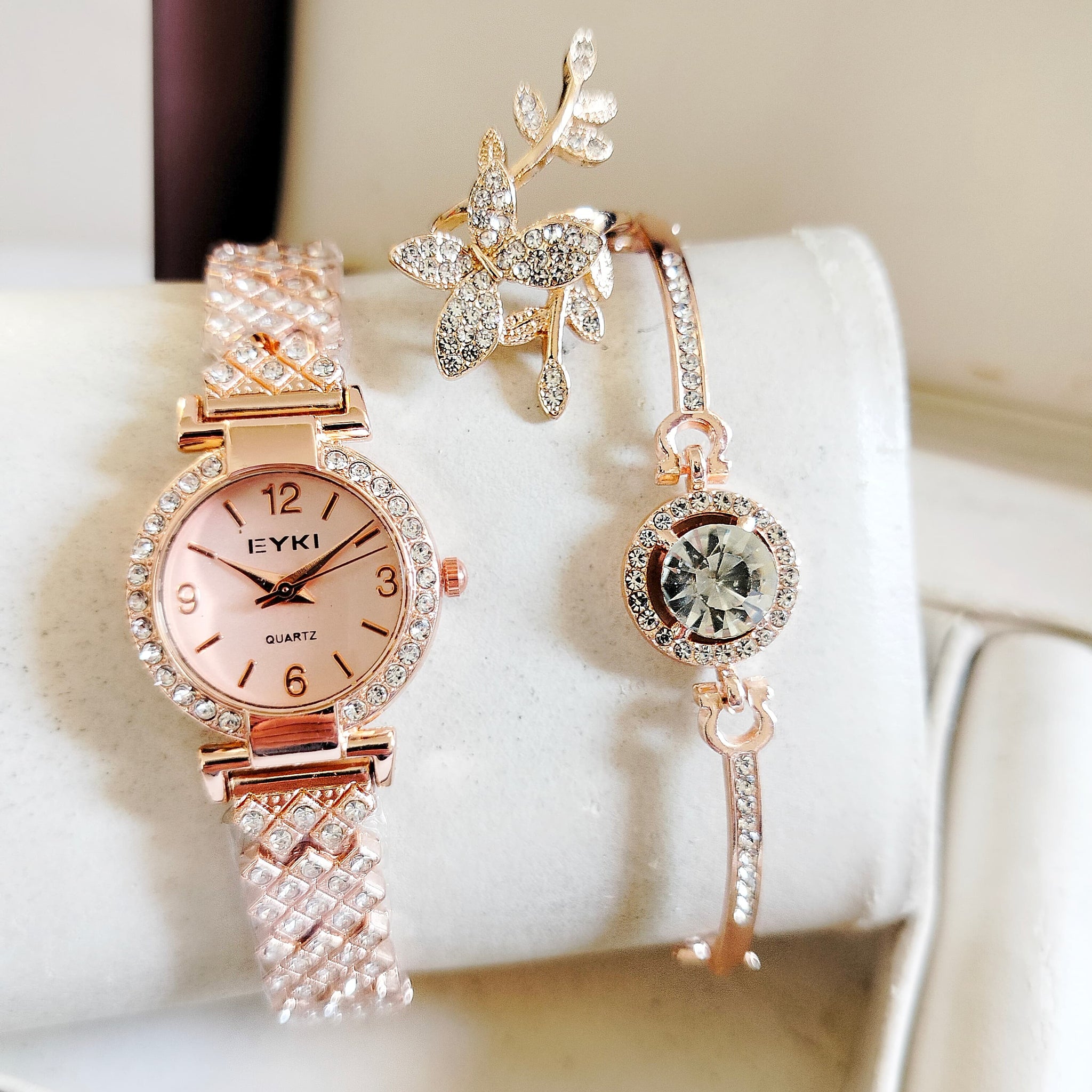 Eyki Ladies Jewellery Watch j Bracelet + Ring 💍+ High Quality Gift set