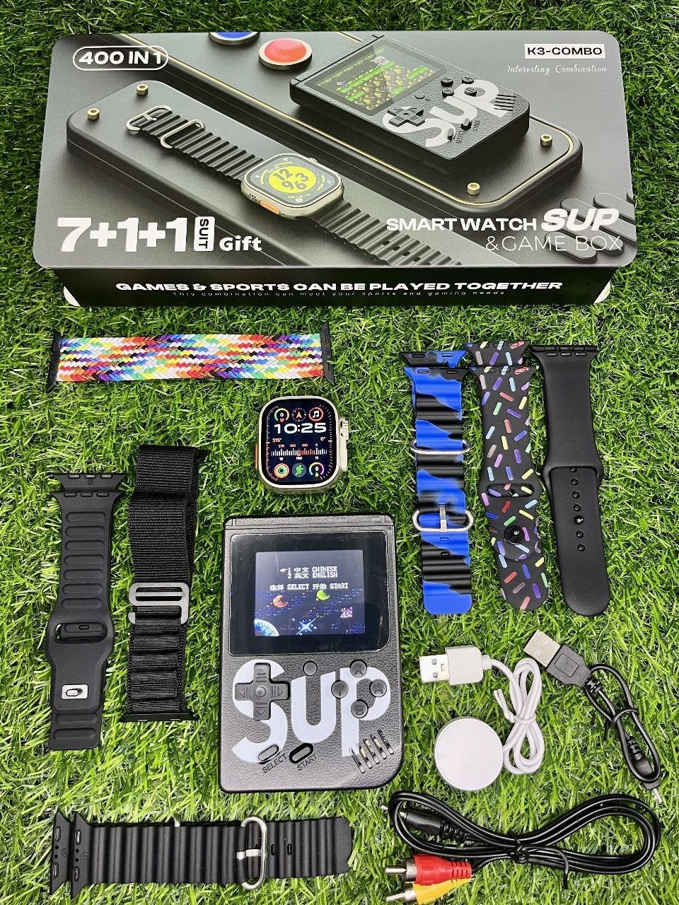 ULTRA WATCH WITH 7 STRAPS AND SUP 4000 IN 1 GAME