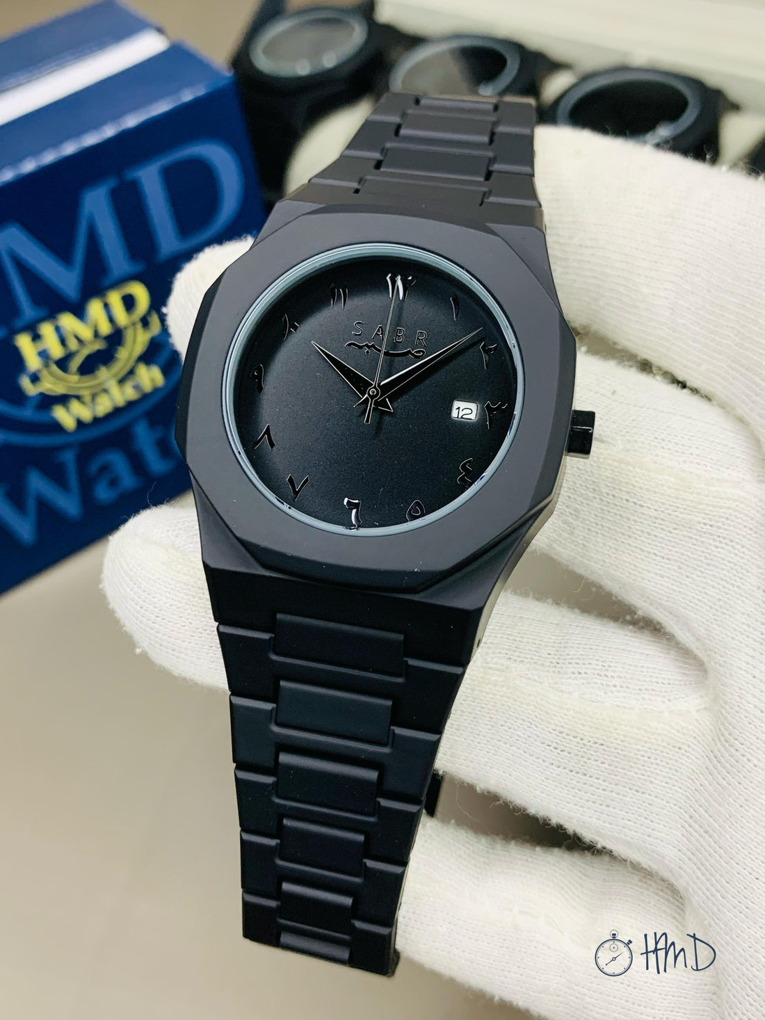 ARABIC BLACK  AURA DATE AND SABR MODEL WATCH