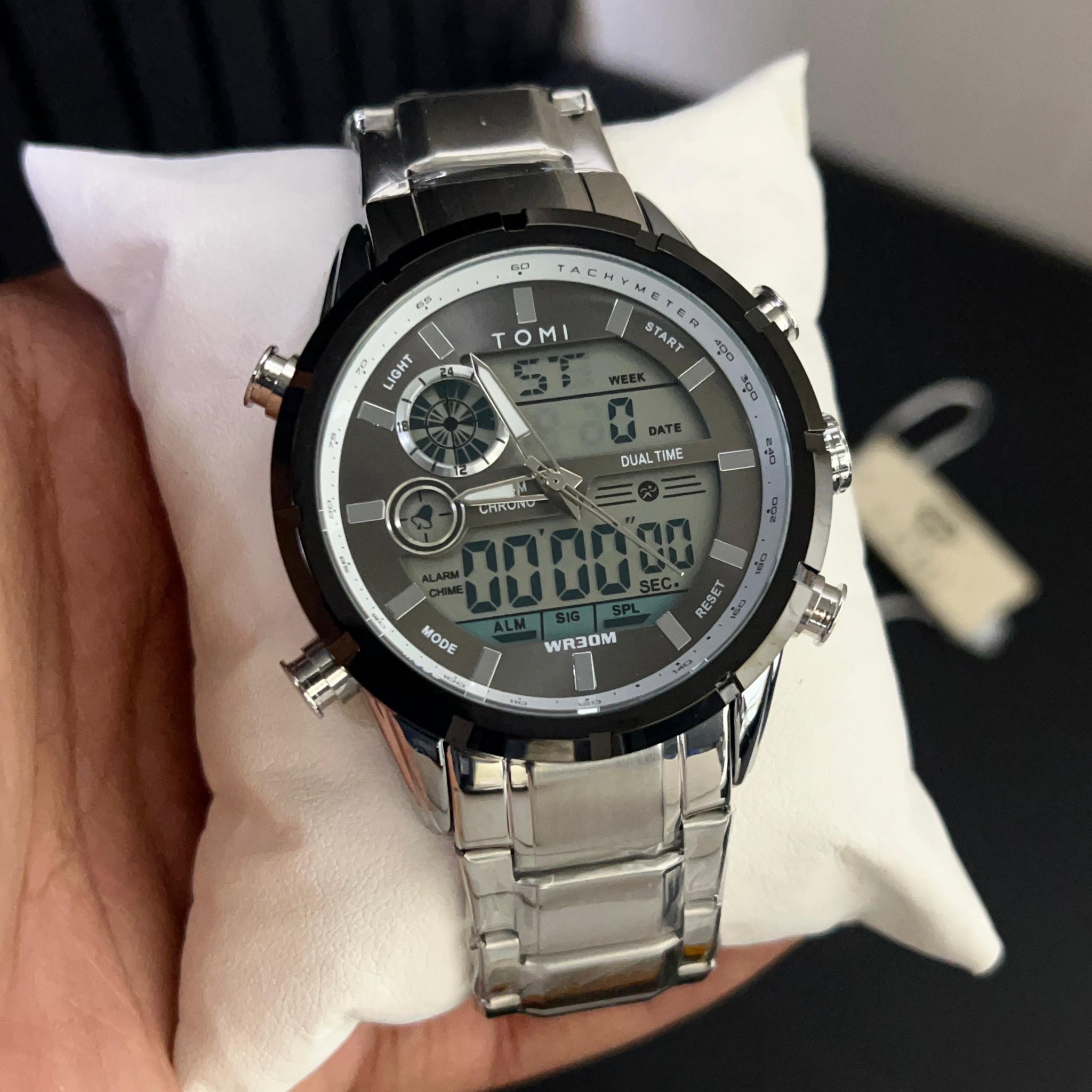 TOMI Dual Time Steel Chain Watch