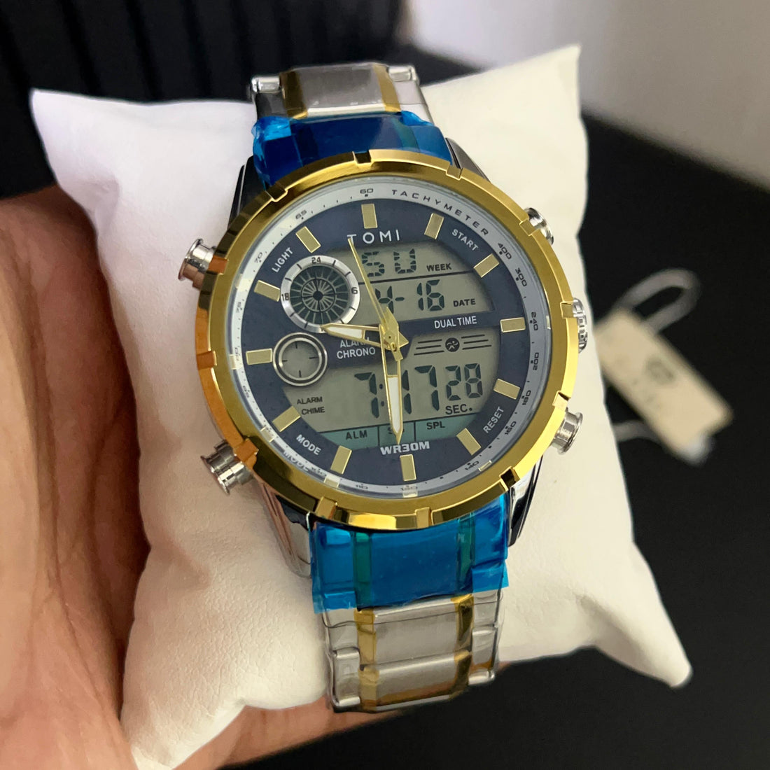 TOMI Dual Time Steel Chain Watch