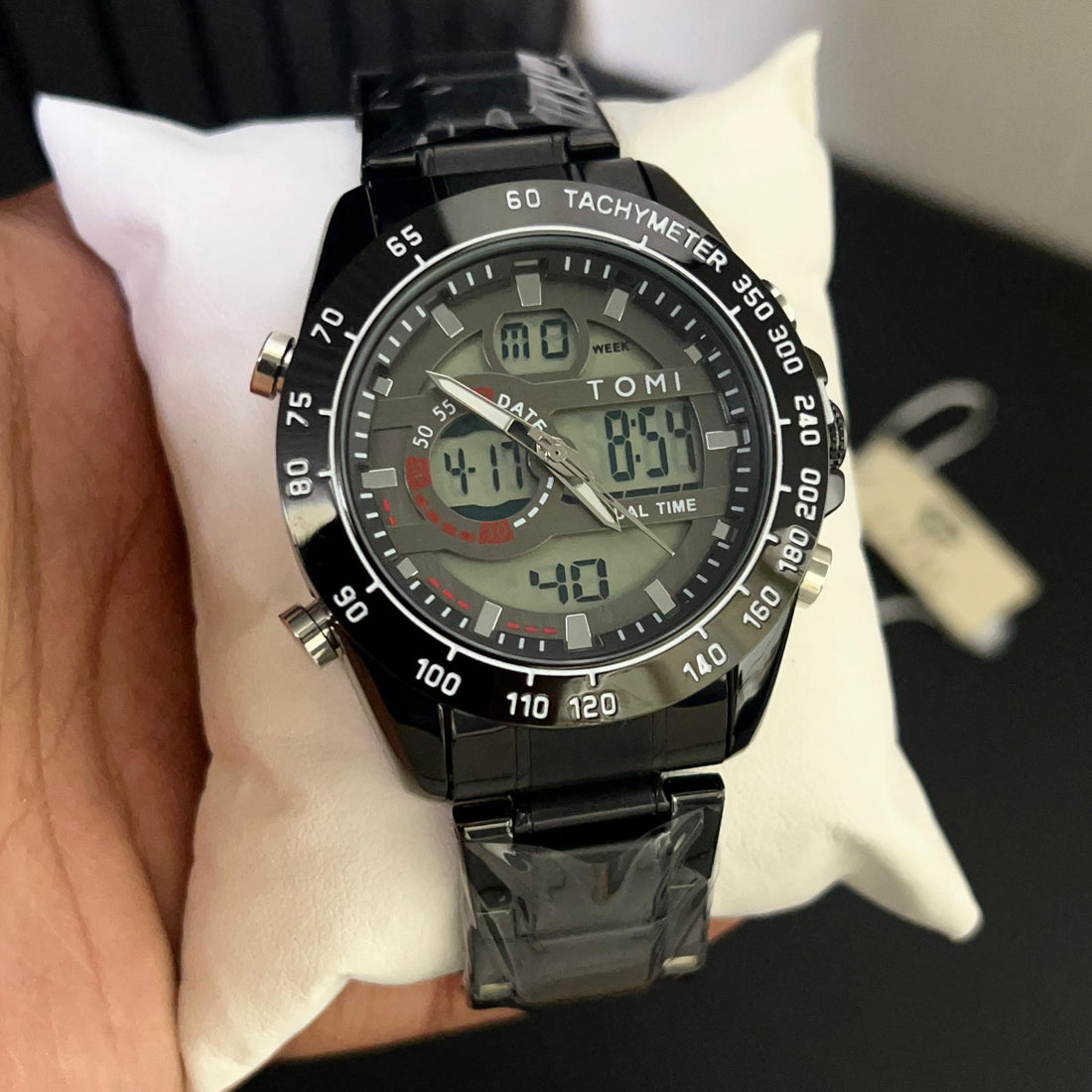 TOMI Dual Time Steel Chain Watch