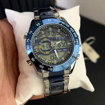TOMI Dual Time Steel Chain Watch