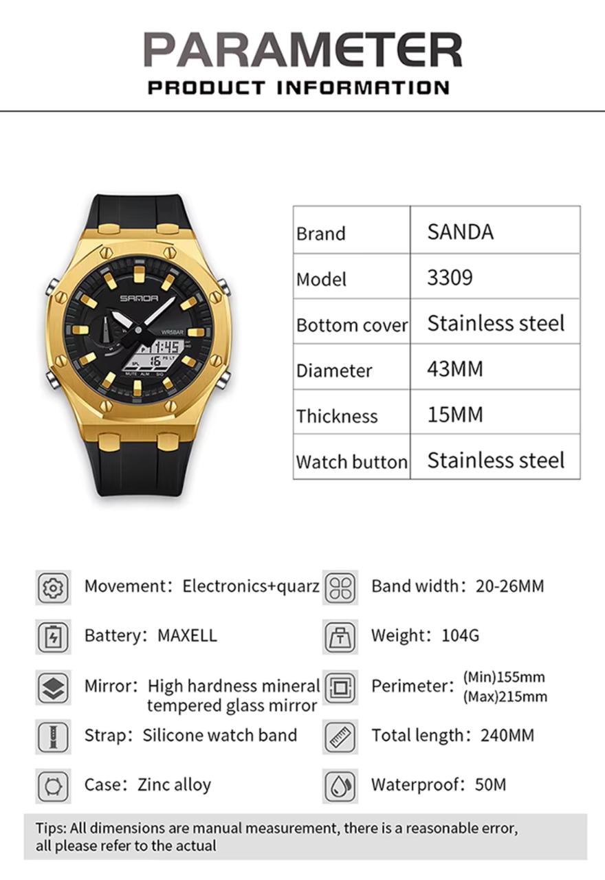 SANDA Double Time Watch SILVER